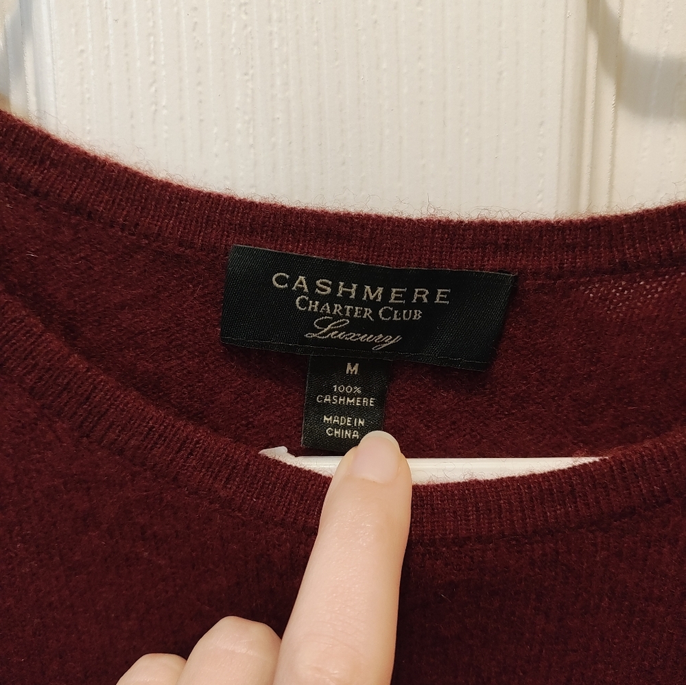 Women's Charter Club 100% Cashmere Sweater Burgundy - Picture 2 of 5